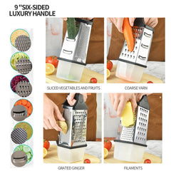 Stainless Steel Kitchen Grater, Heavy Duty Multi Grater, 6 Graters,Hex Grater