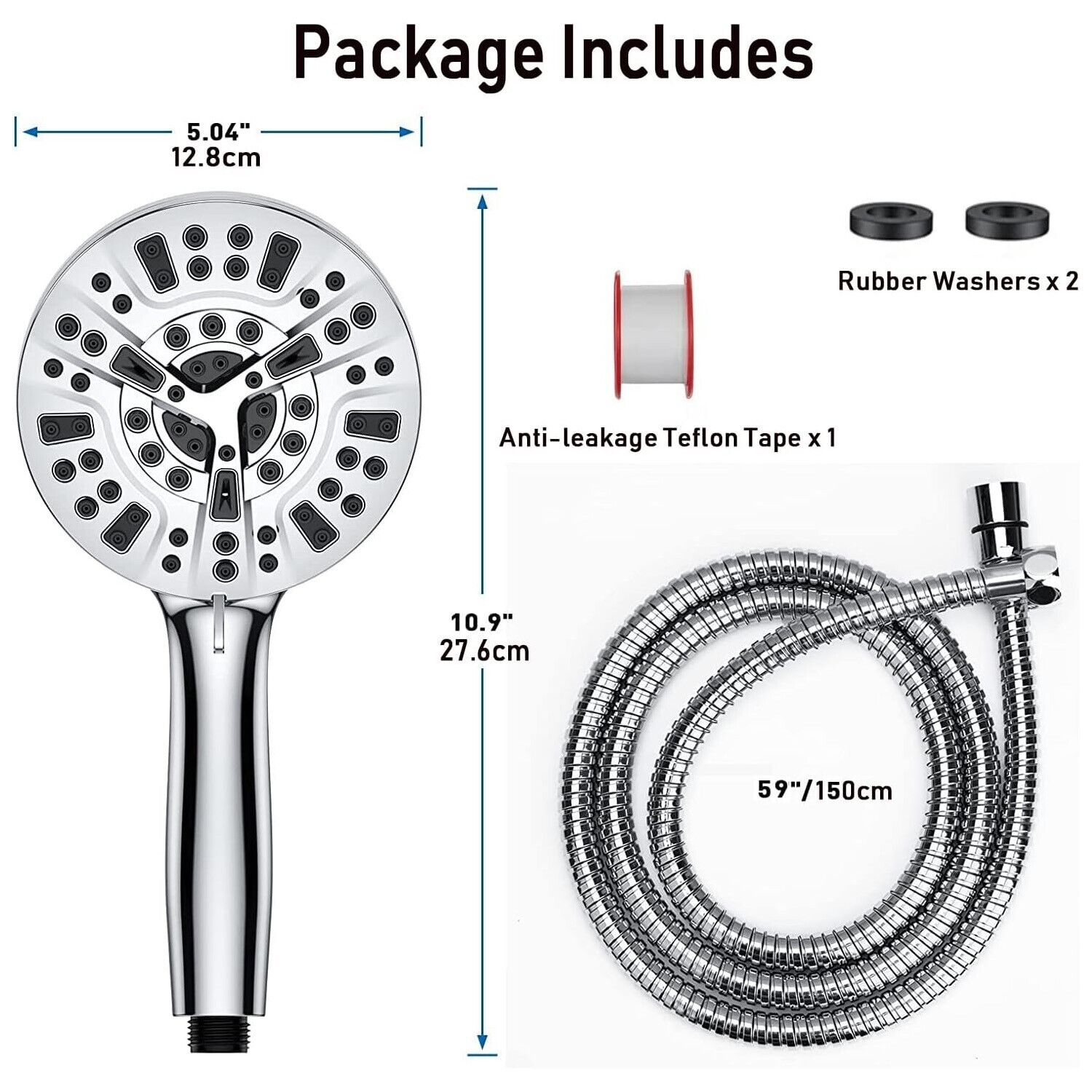 High Pressure Shower Head with Handheld, 8 Spray Settings + 2 Power Jet Modes